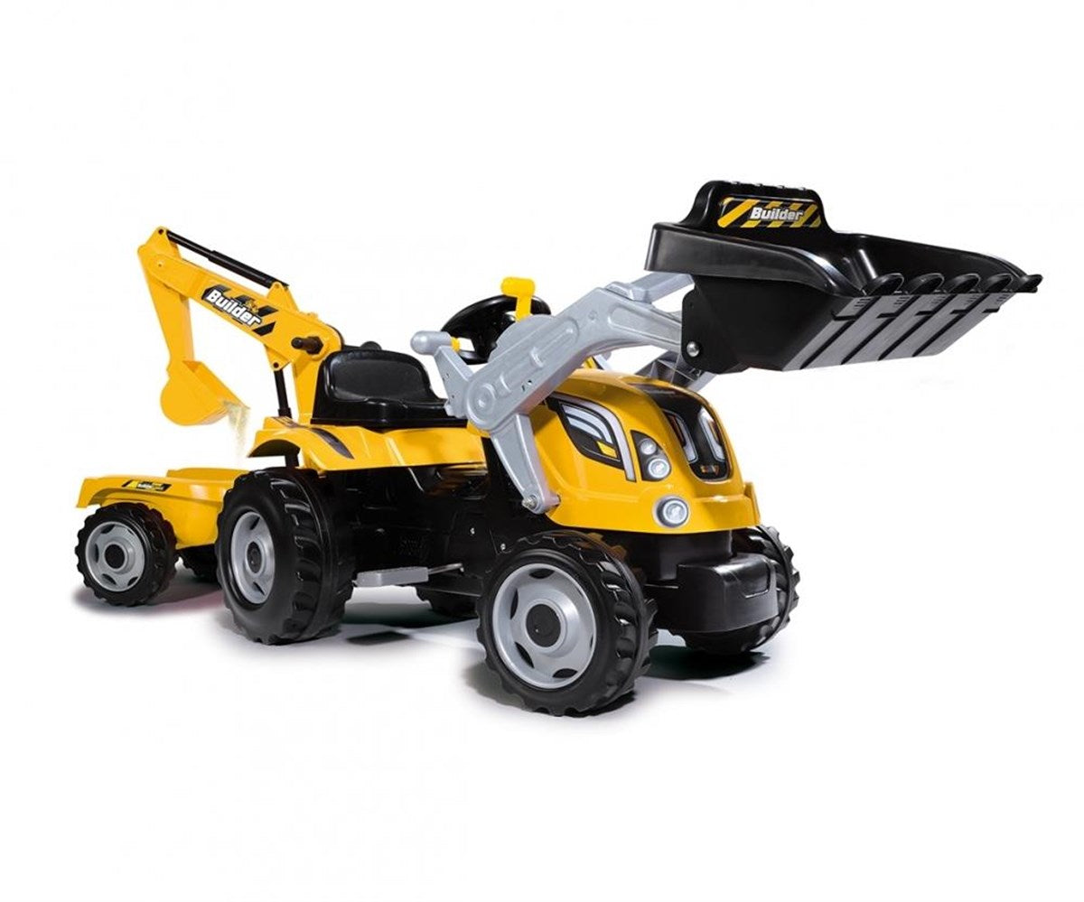 Smoby Builder Max Excavatörlü Römorklu Traktör  710301 | Toysall