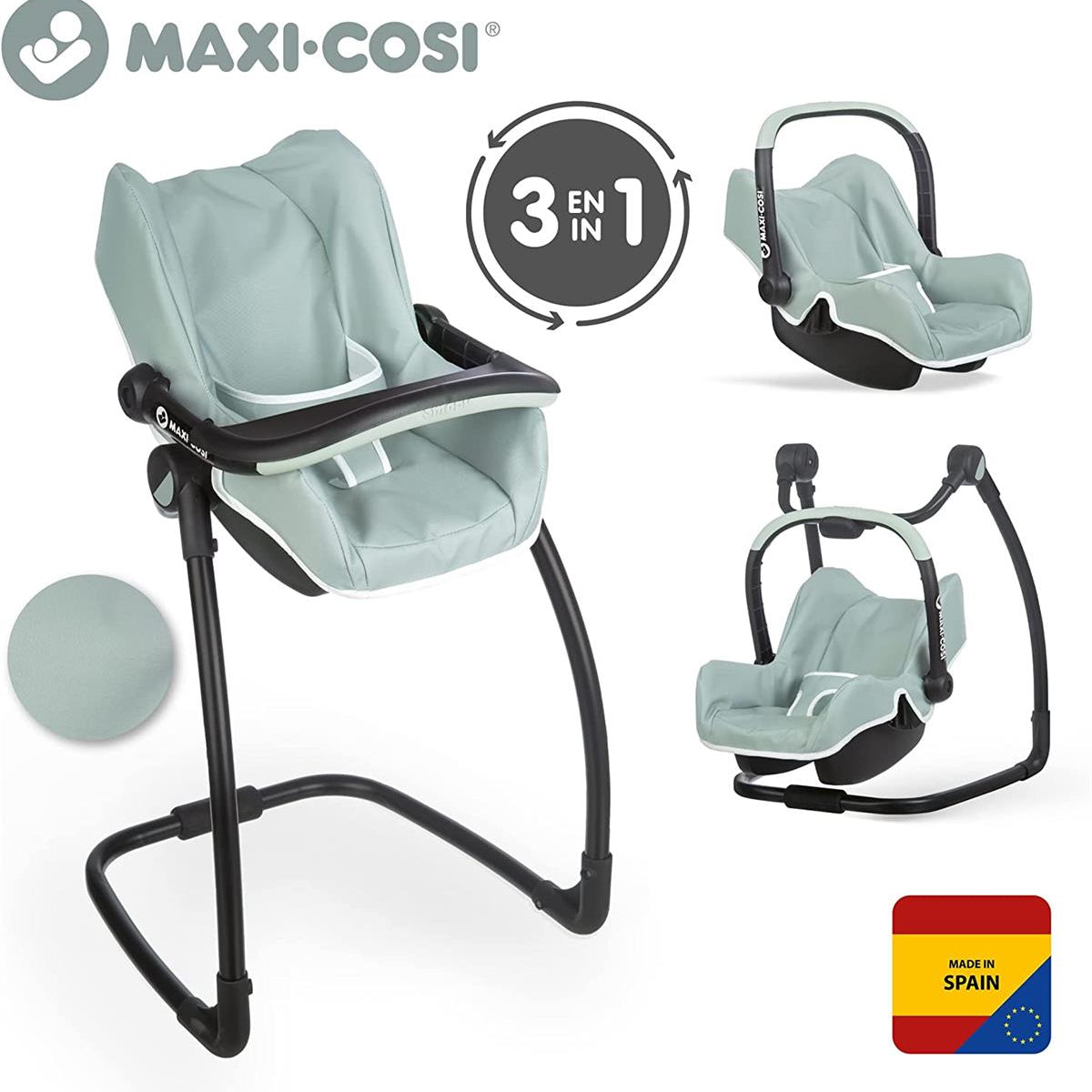 Smoby Maxi-Cosi Oyuncak Bebek Mama Sandalyesi Puset ve Salıncak - Adaçayı Yeşili 240239 | Toysall