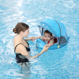 Mambobaby Yüzme Simidi - Köpekbalığı, Emniyetli, Gölgelikli ve Ayak Destekli