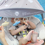 Mambobaby Yüzme Simidi - Kedi ve Balıklar, Emniyetli, Gölgelikli ve Ayak Destekli