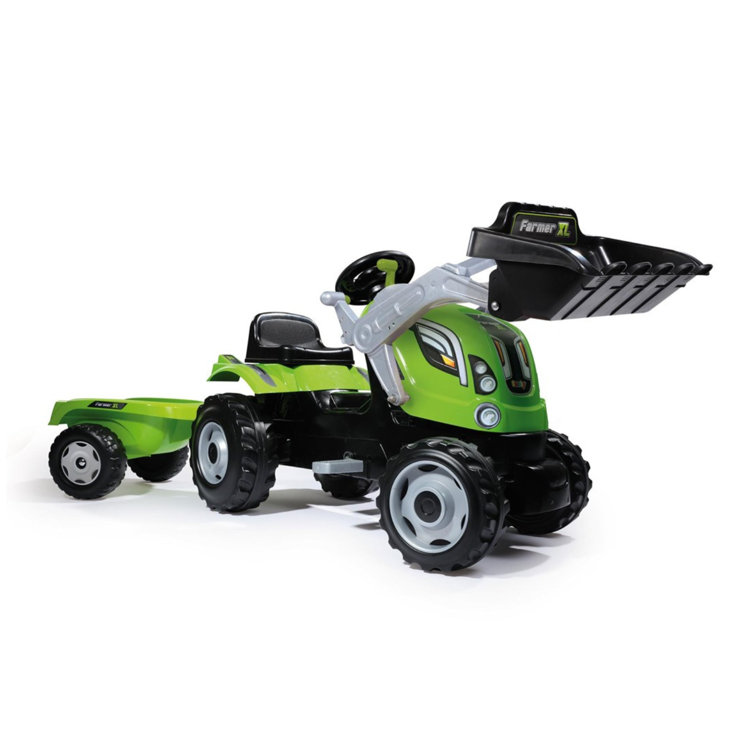 Smoby XL Römorklu Pedallı ve Kepçeli Traktör - Açık Yeşil 710109 | Toysall