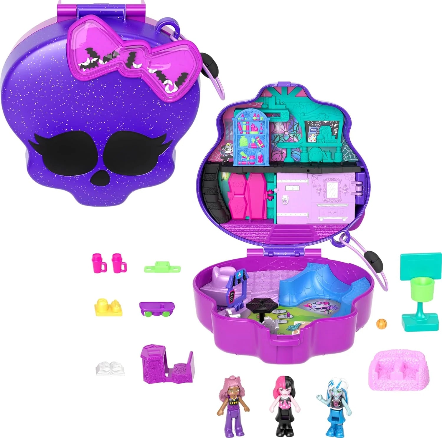 Polly Pocket Monster High Temalı Kompakt Oyun Seti HVV58 | Toysall