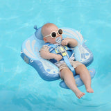 Mambobaby Yüzme Simidi - Blue Butterfly Dreams, Emniyetli, Gölgelikli ve Ayak Destekli