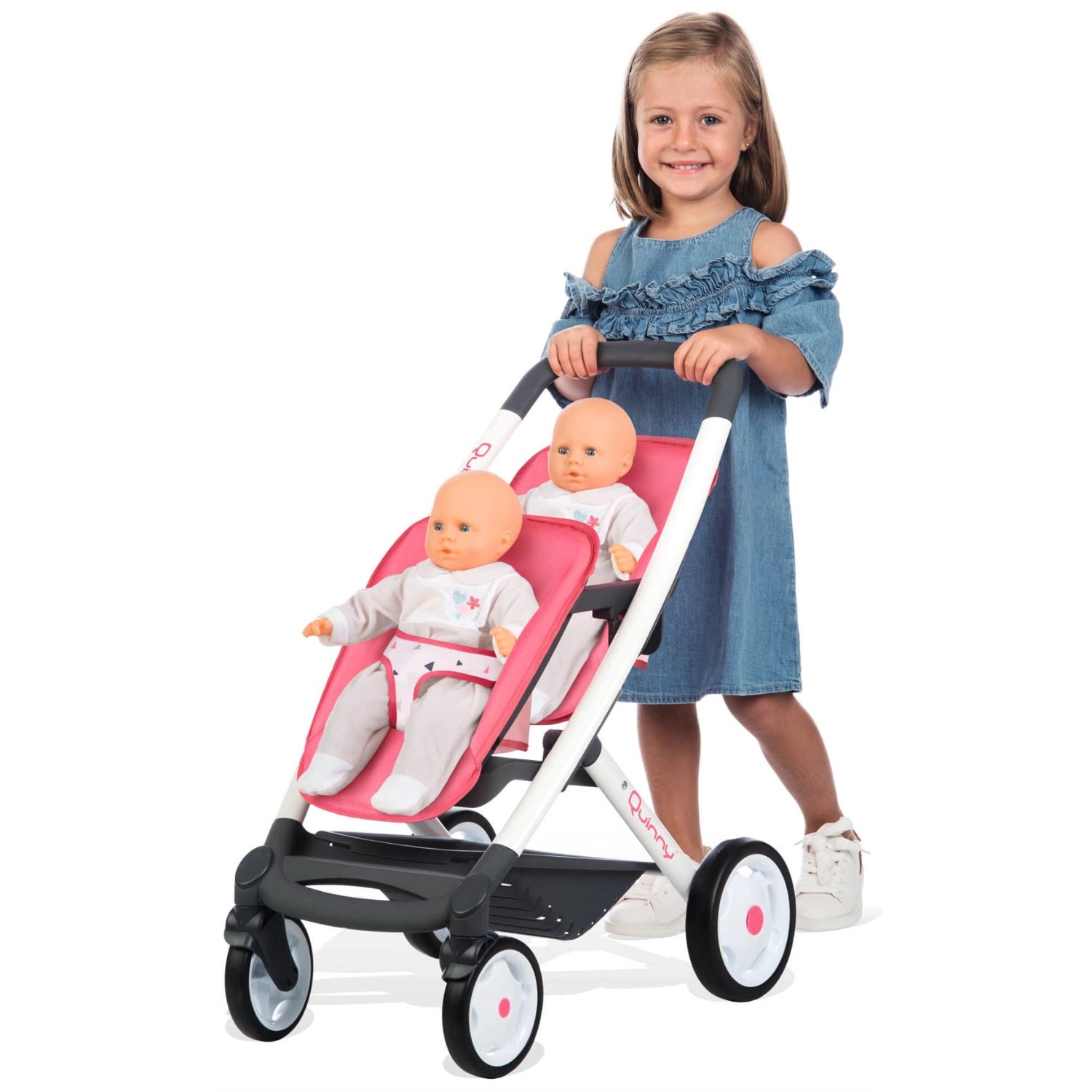 Smoby Maxi-Cosi&Quinny Oyuncak İkiz Bebek Arabası - Pembe 253298 | Toysall