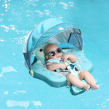 Mambobaby Yüzme Simidi - Tri Dino, Emniyetli, Gölgelikli ve Ayak Destekli