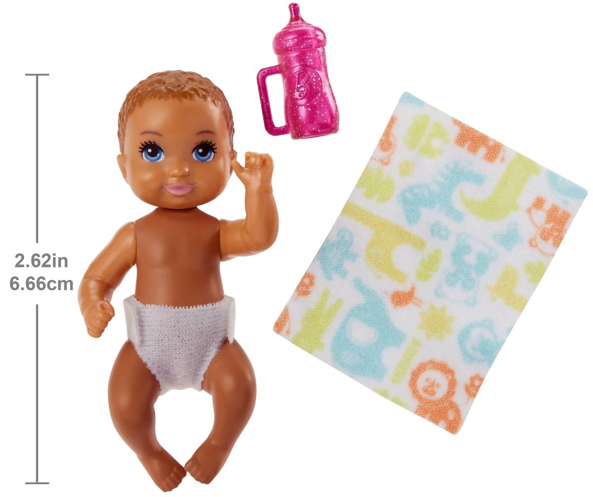 Barbie Bebek Bakıcısı Serisi Minik Bebek -  Kahverengi Saçlı, Pembe Biberonlu FHY78 | Toysall