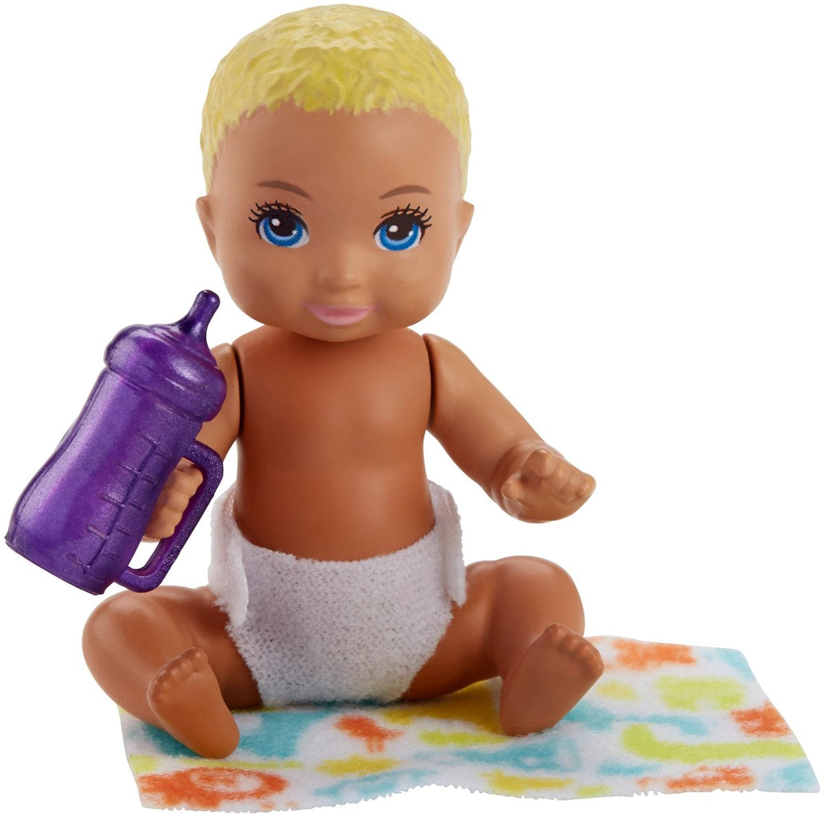 Barbie Bebek Bakıcısı Serisi Minik Bebek - Sarı  Saçlı, Mor Biberonlu FHY80 | Toysall
