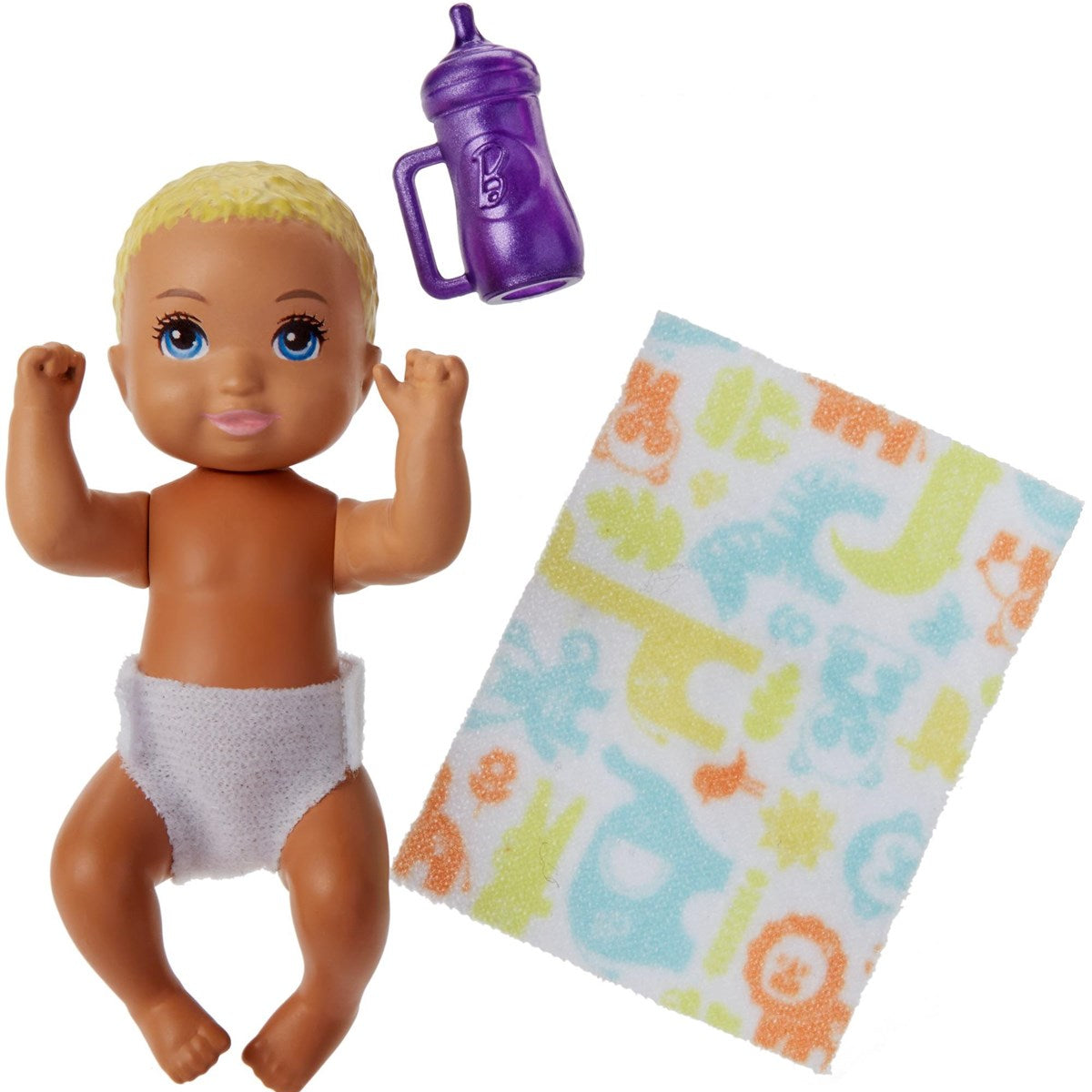 Barbie Bebek Bakıcısı Serisi Minik Bebek - Sarı  Saçlı, Mor Biberonlu FHY80 | Toysall