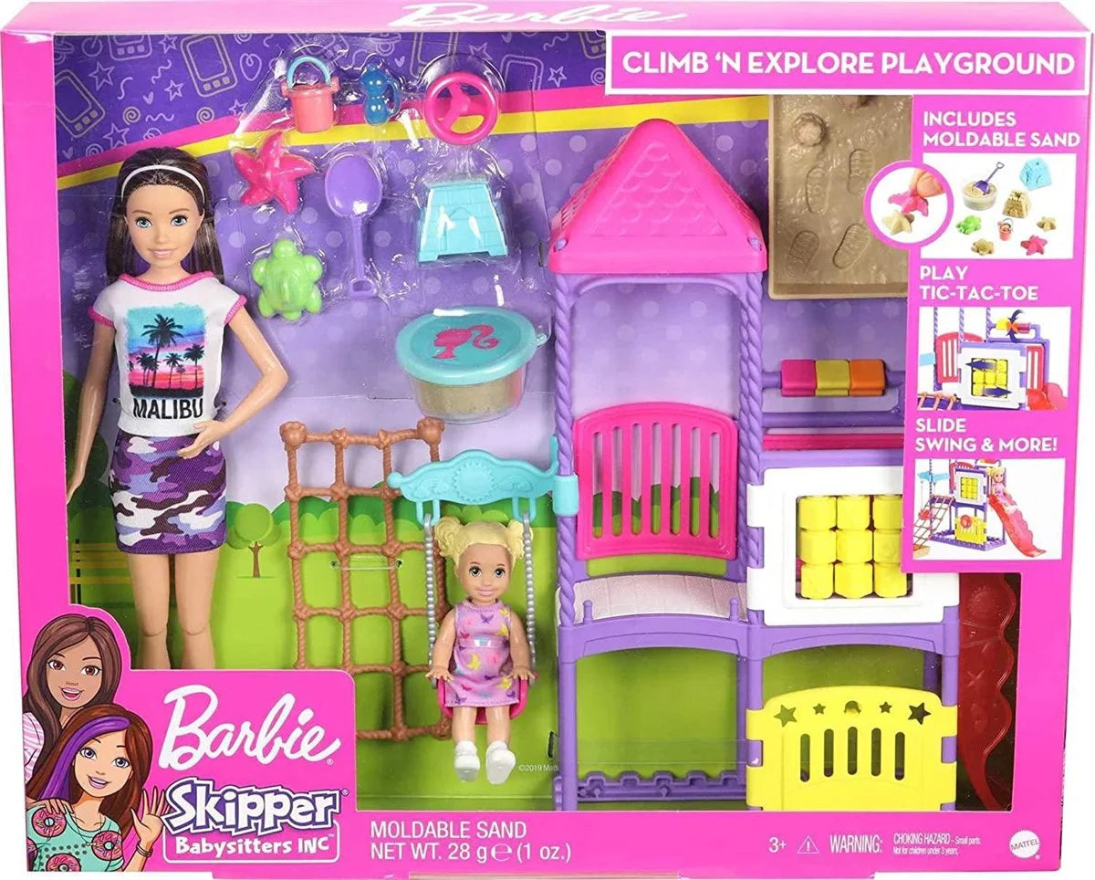 Barbie Bebek Bakıcısı Skipper ve Oyun Parkındaki Bebekleri Seti GHV89 | Toysall