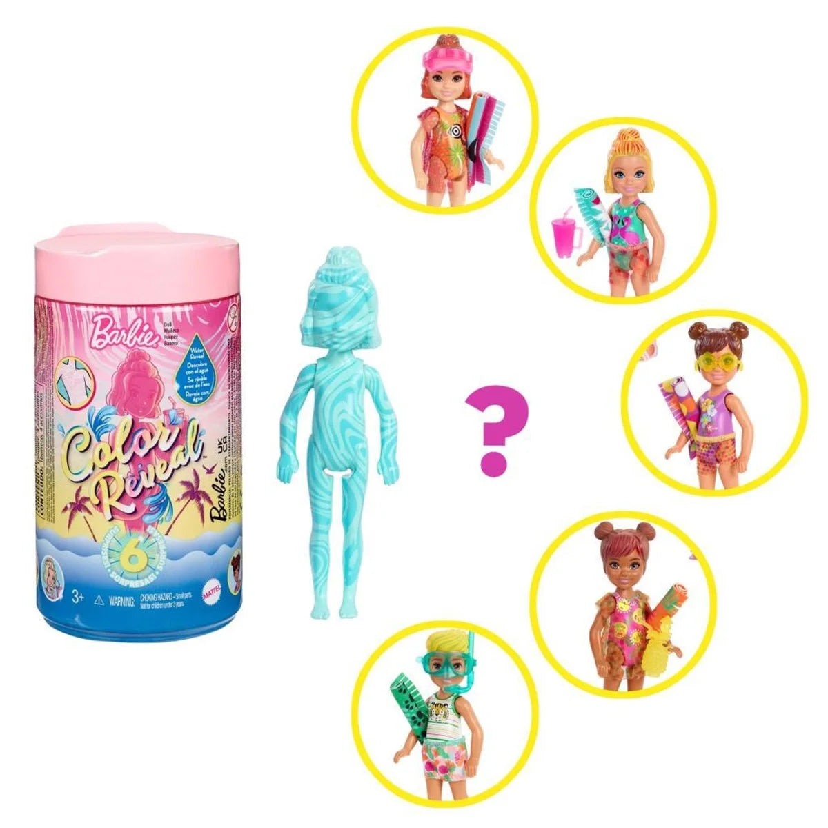 Barbie Color Reveal Renk Değiştiren Sürpriz Chelsea Kum Ve Güneş Serisi Bebekler Seri 3 GWC61 | Toysall