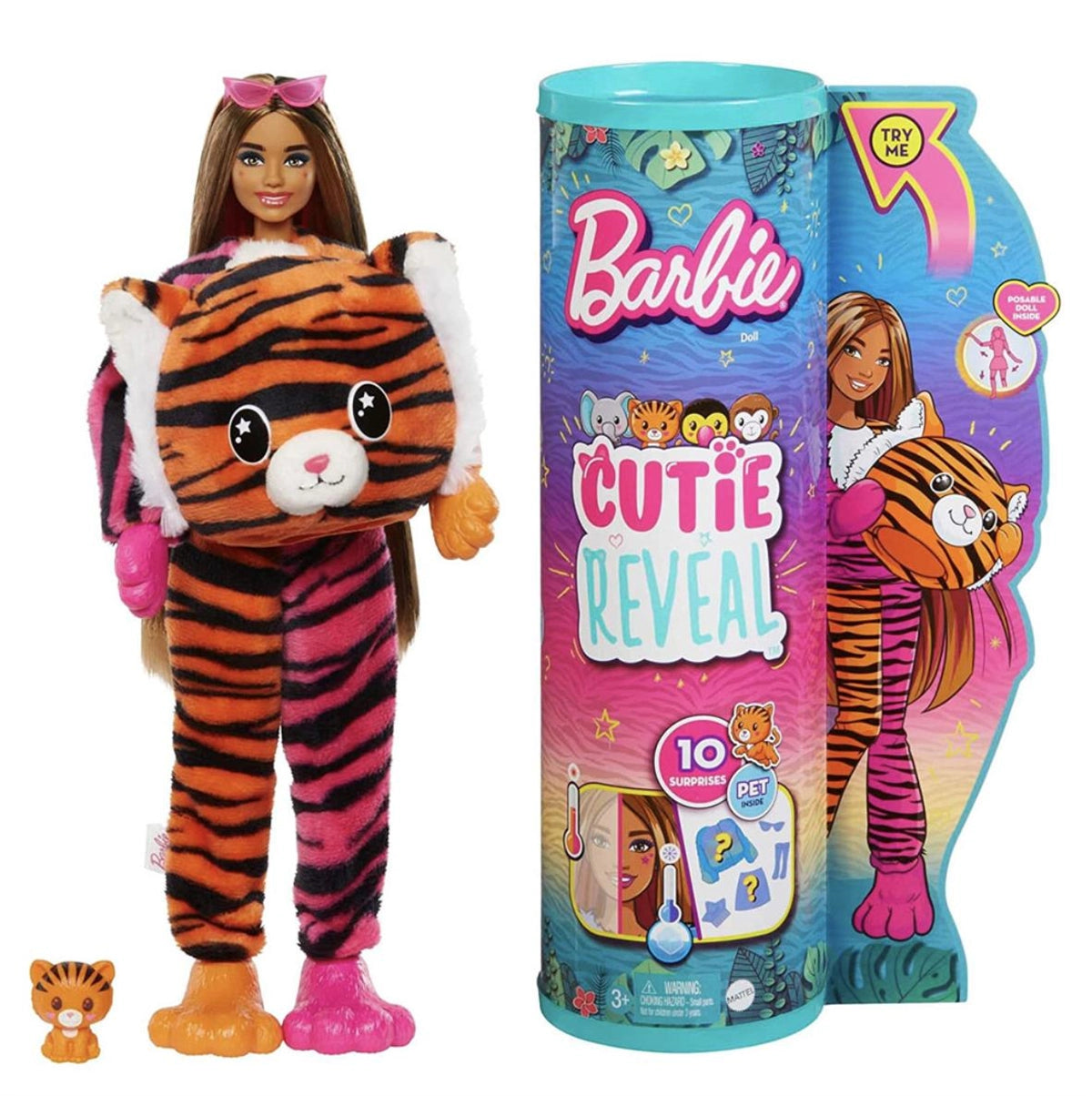 Barbie Cutie Reveal Bebekler Barbie Tropikal Orman Serisi Kaplan HKP99 | Toysall