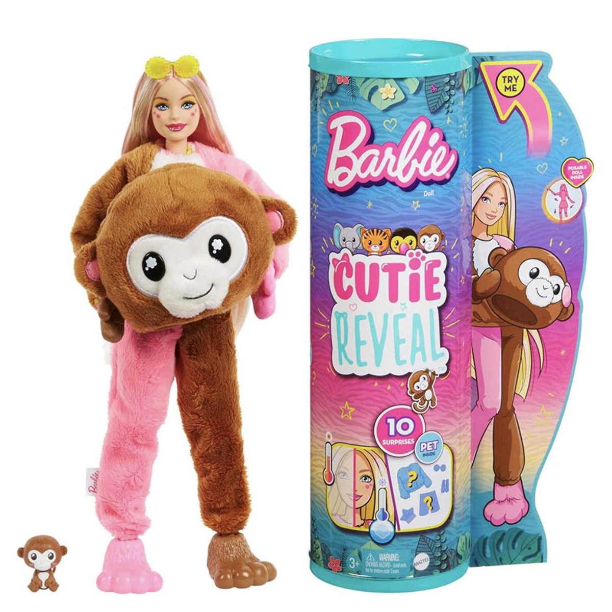 Barbie Cutie Reveal Bebekler Barbie Tropikal Orman Serisi Maymun HKR01 | Toysall