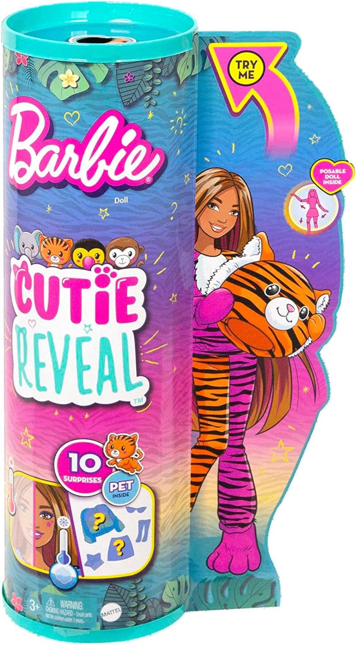 Barbie Cutie Reveal Bebekler Barbie Tropikal Orman Serisi Kaplan HKP99 | Toysall