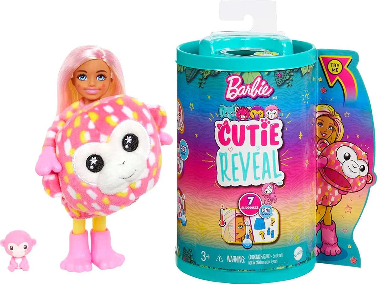 Barbie Cutie Reveal Bebekler Chelsea Tropikal Orman Serisi Maymun HKR14 | Toysall