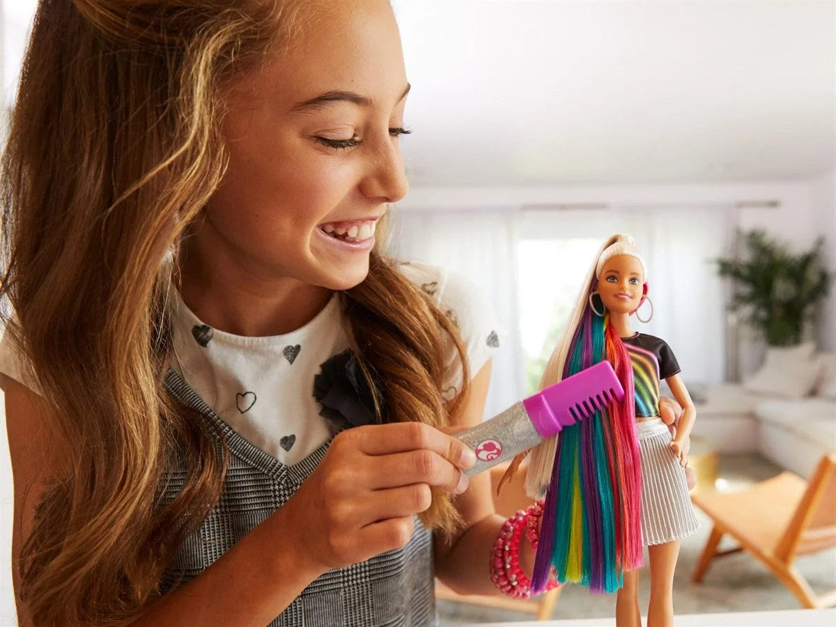 Barbie Gökkuşağı Renkli Saçlar Bebeği FXN96 | Toysall