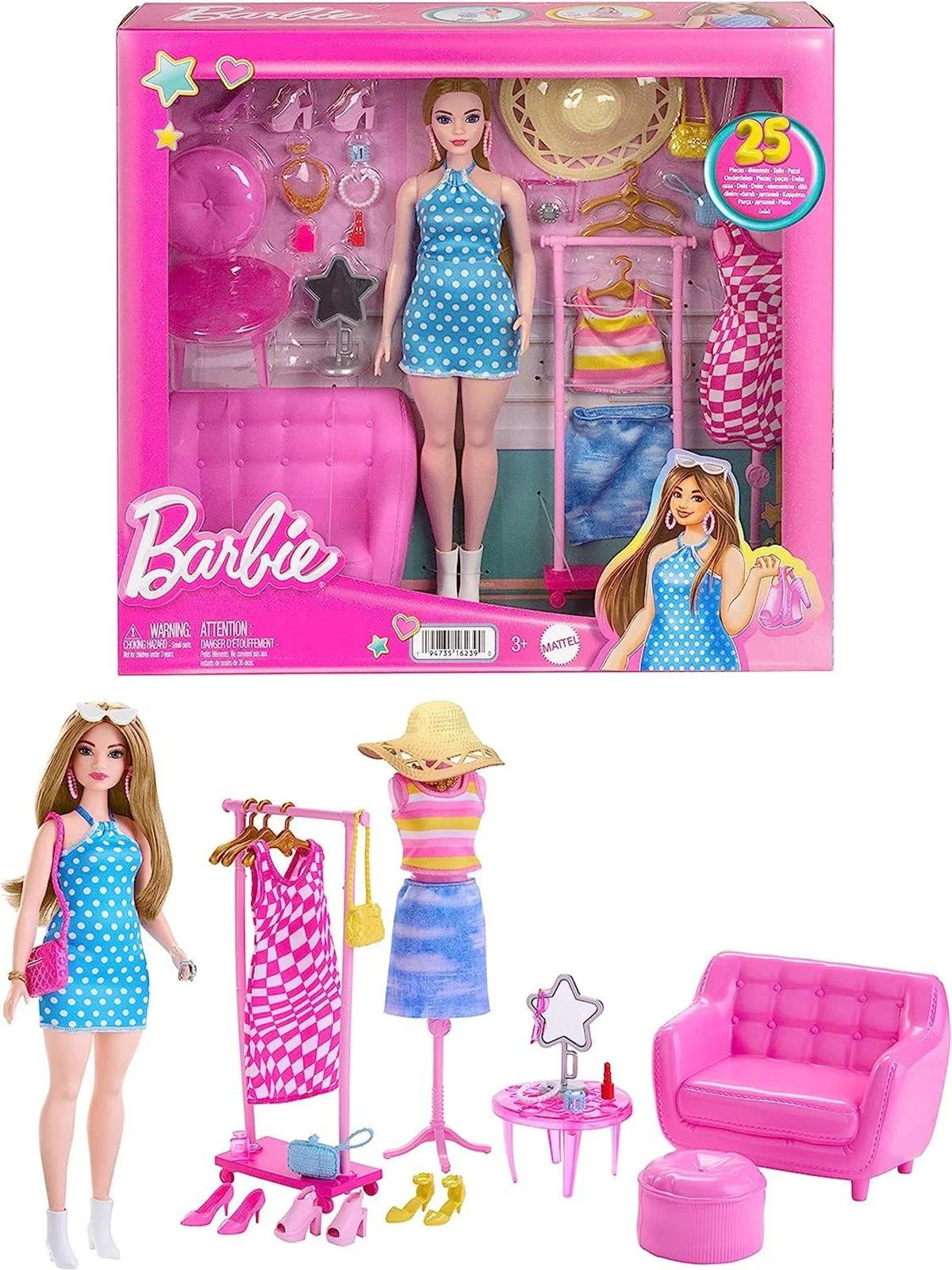 Barbie'nin Kıyafet ve Aksesuar Askısı Oyun Seti HPL78 | Toysall