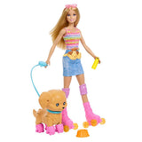 Barbie Paten Eğlencesi Sarışın Bebek ve Sevimli Köpek Oyun Seti JMJ44