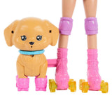 Barbie Paten Eğlencesi Sarışın Bebek ve Sevimli Köpek Oyun Seti JMJ44