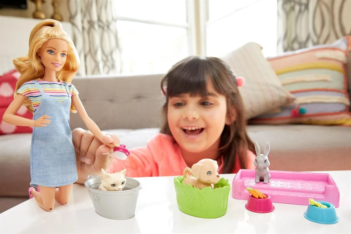 Barbie ve Hayvanlari Banyo Eğlencesinde Oyun Seti  FXH11 | Toysall