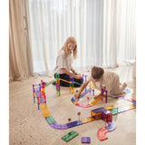 Cleverclixx Large Race Track Manyetik Bloklar, Pastel 80 Parça