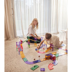 Cleverclixx Large Race Track Manyetik Bloklar, Pastel 80 Parça