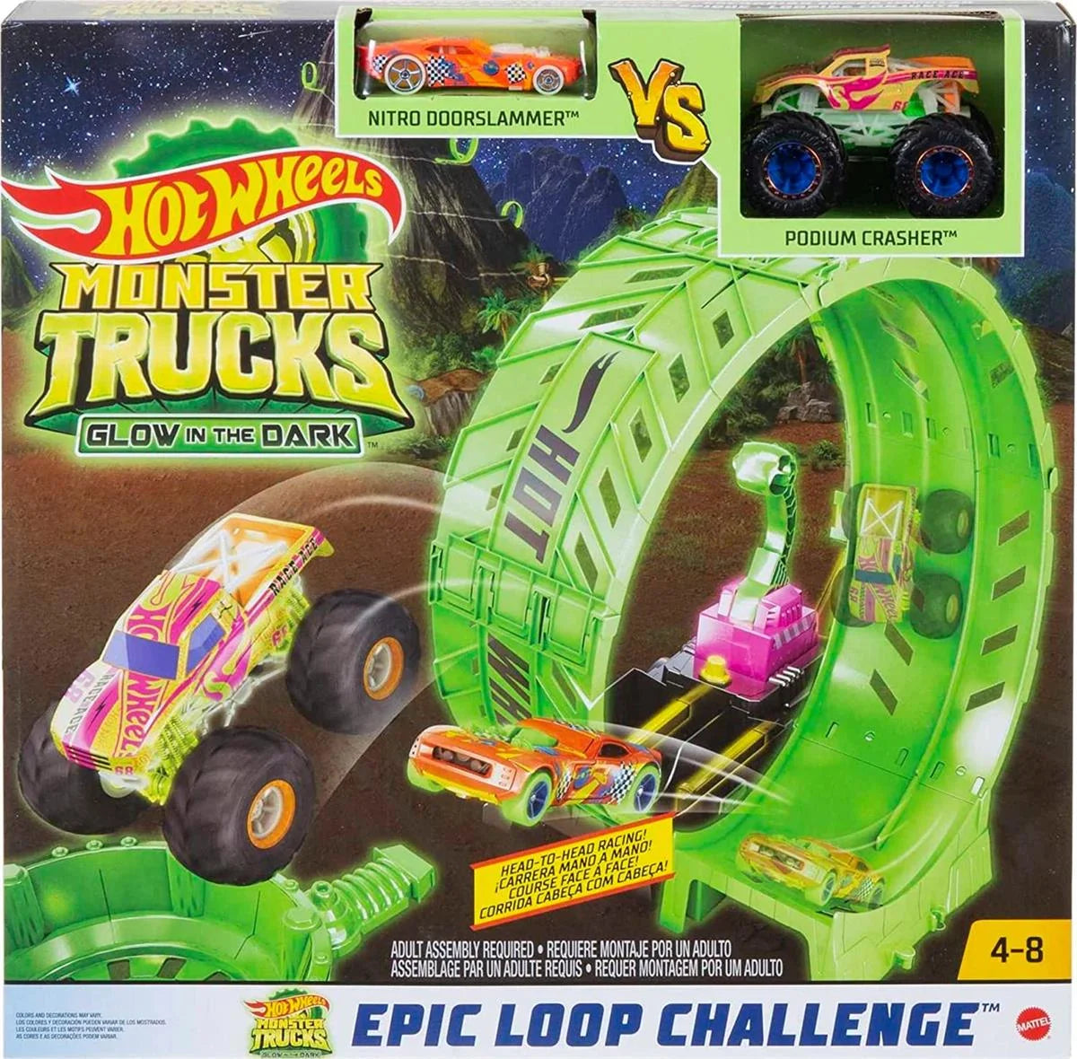 Hot Wheels Monster Trucks Karanlıkta Parlayan Çemberde Yarış Seti HBN02 | Toysall