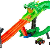 Hot Wheels Monster Trucks Köpek Balığı ve Dinozor Korkunç Ejderhaya Karşı Oyun Seti JFR06