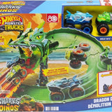 Hot Wheels Monster Trucks Köpek Balığı ve Dinozor Korkunç Ejderhaya Karşı Oyun Seti JFR06