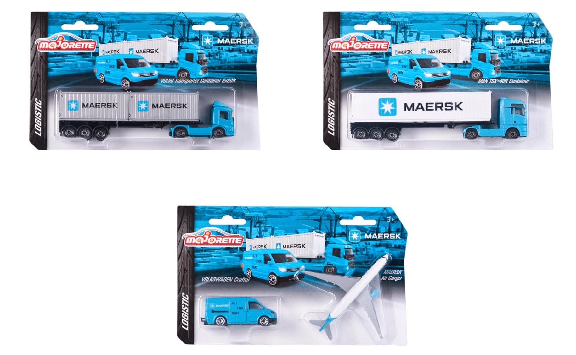 Majorette MAERSK Ulaşım Araçları - Volkswagen Crafter ve Air Cargo 212057289-3 | Toysall