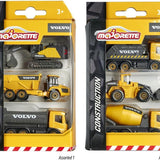Majorette Volvo 3'lü Metal Diecast İnşaat Araç Seti - Ekskavatörlü 3104000