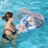 Mambobaby Hot Air Balloon Yüzme Simidi - Mavi, Emniyetli, Gölgelikli ve Ayak Destekli