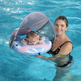 Mambobaby Hot Air Balloon Yüzme Simidi - Mavi, Emniyetli, Gölgelikli ve Ayak Destekli