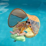 Mambobaby Yüzme Simidi - Ananas, Emniyetli, Gölgelikli ve Ayak Destekli