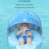 Mambobaby Yüzme Simidi - Blue Monster, Emniyetli, Gölgelikli ve Ayak Destekli