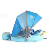 Mambobaby Yüzme Simidi - Blue Monster, Emniyetli, Gölgelikli ve Ayak Destekli