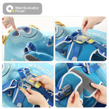 Mambobaby Yüzme Simidi - Blue Monster, Emniyetli, Gölgelikli ve Ayak Destekli