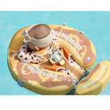 Mambobaby Yüzme Simidi - Çikolatalı Donut, Emniyetli, Gölgelikli ve Ayak Destekli