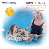 Mambobaby Yüzme Simidi - Green Leopard, Emniyetli, Gölgelikli ve Ayak Destekli