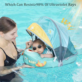 Mambobaby Yüzme Simidi - Green Monster, Emniyetli, Gölgelikli ve Ayak Destekli