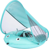 Mambobaby Yüzme Simidi - Blue Fish, Emniyetli, Gölgelikli ve Ayak Destekli