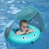 Mambobaby Yüzme Simidi - Blue Fish, Emniyetli, Gölgelikli ve Ayak Destekli