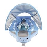 Mambobaby Yüzme Simidi - Classic Blue, Emniyetli, Gölgelikli ve Ayak Destekli