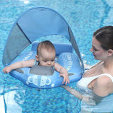 Mambobaby Yüzme Simidi - Mavi Fil, Emniyetli, Gölgelikli ve Ayak Destekli