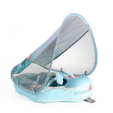 Mambobaby Yüzme Simidi - Mavi Flamingo, Emniyetli, Gölgelikli ve Ayak Destekli