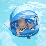 Mambobaby Yüzme Simidi - Mavi Vatoz, Emniyetli, Gölgelikli ve Ayak Destekli