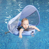 Mambobaby Yüzme Simidi - Mor Penguen, Emniyetli, Gölgelikli ve Ayak Destekli