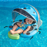 Mambobaby Yüzme Simidi - Ocean Blue Ladybug,  Emniyetli, Gölgelikli ve Ayak Destekli