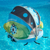 Mambobaby Yüzme Simidi - Ocean Blue Ladybug,  Emniyetli, Gölgelikli ve Ayak Destekli