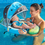 Mambobaby Yüzme Simidi - Ocean Blue Ladybug,  Emniyetli, Gölgelikli ve Ayak Destekli