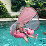 Mambobaby Yüzme Simidi - Classic Pink, Emniyetli, Gölgelikli ve Ayak Destekli